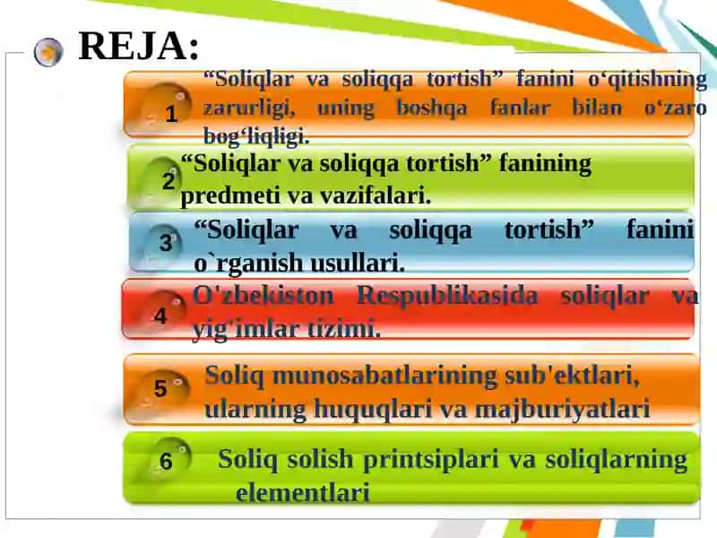 “Soliqlar va Soliqqa Tortish” Faniga Kirish 2