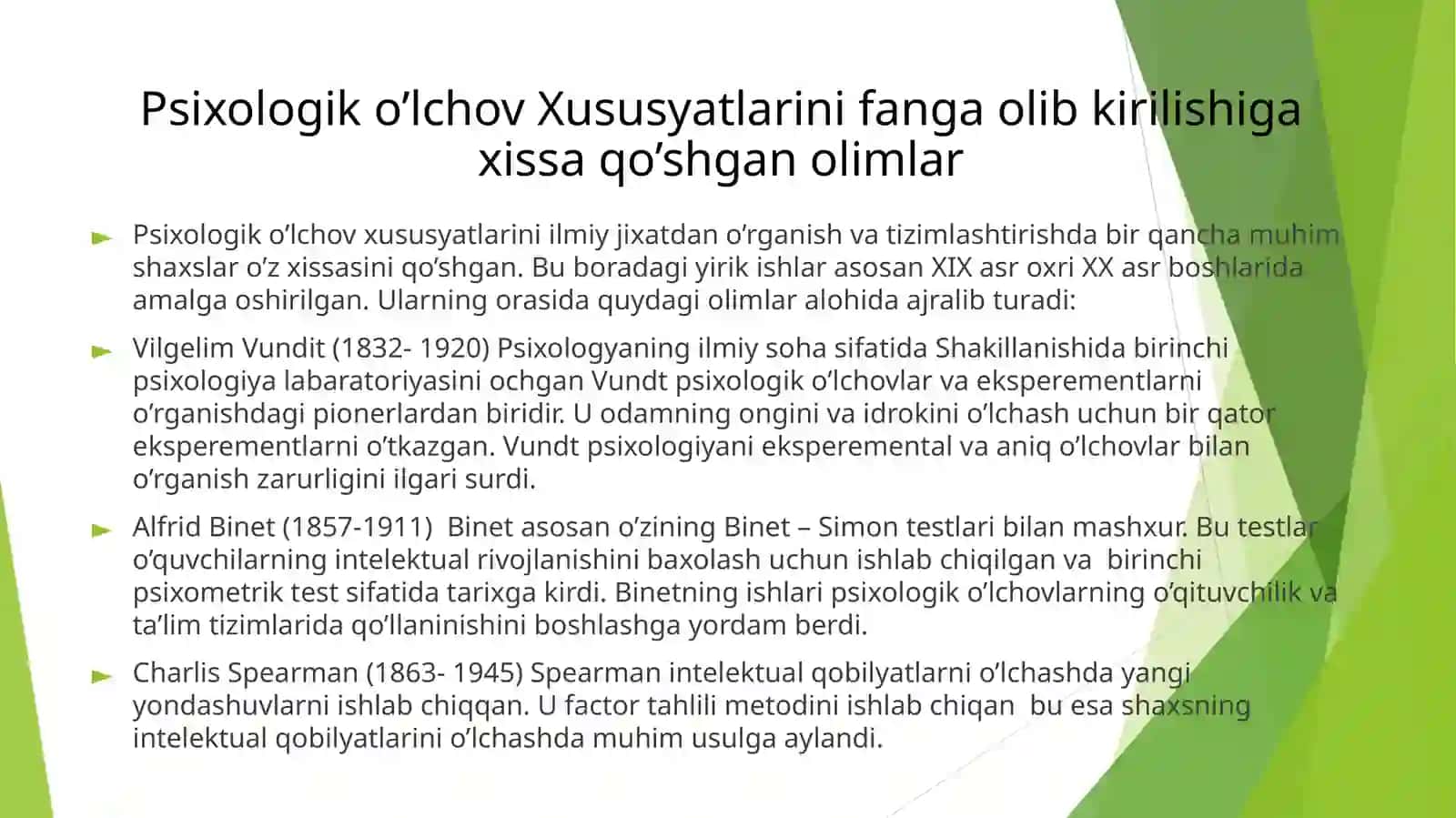Psixologik o’lchov Xususyatlari 2
