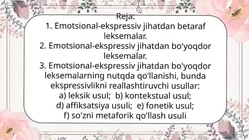 O'zbektilileksikasining emotsional-ekspressiv jihatdan qatlamlanishi 2