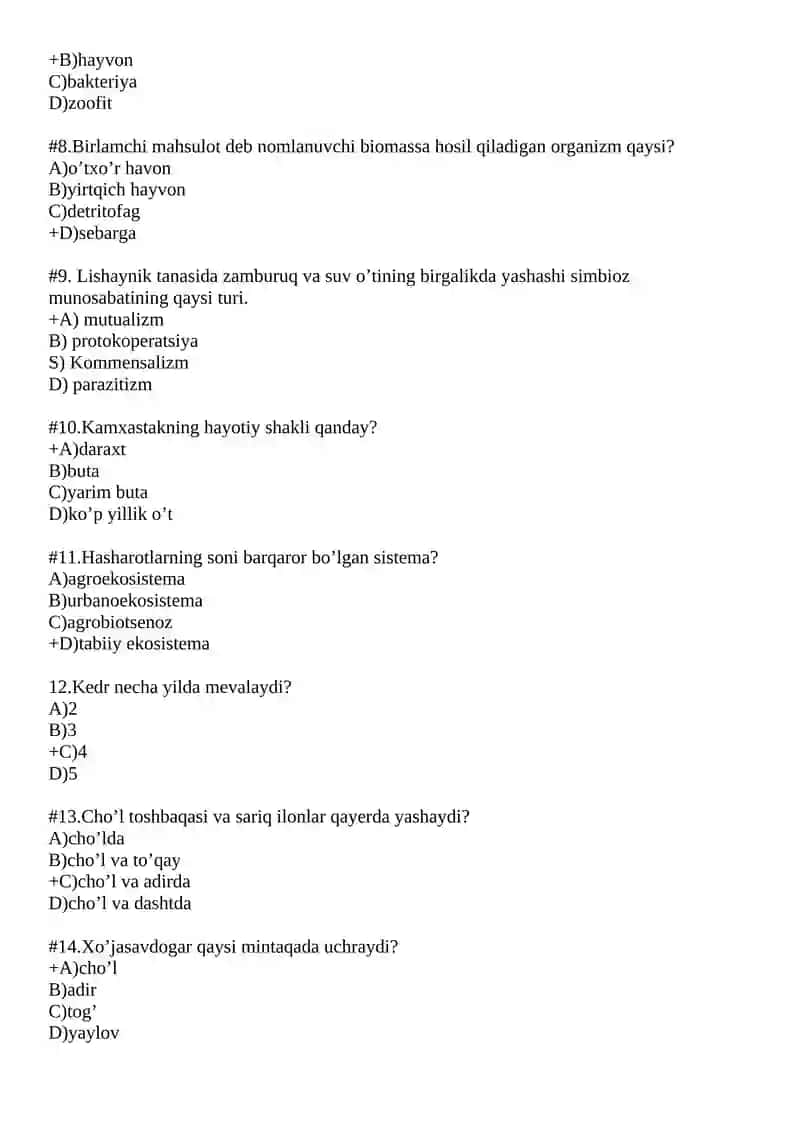 Sinoykiya uchun hos javobni toping 2