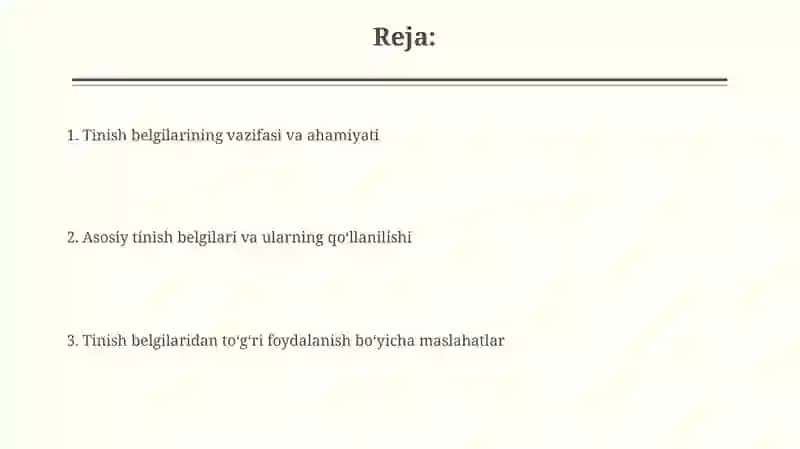 Matinda tinish belgilarining oʻrni 2