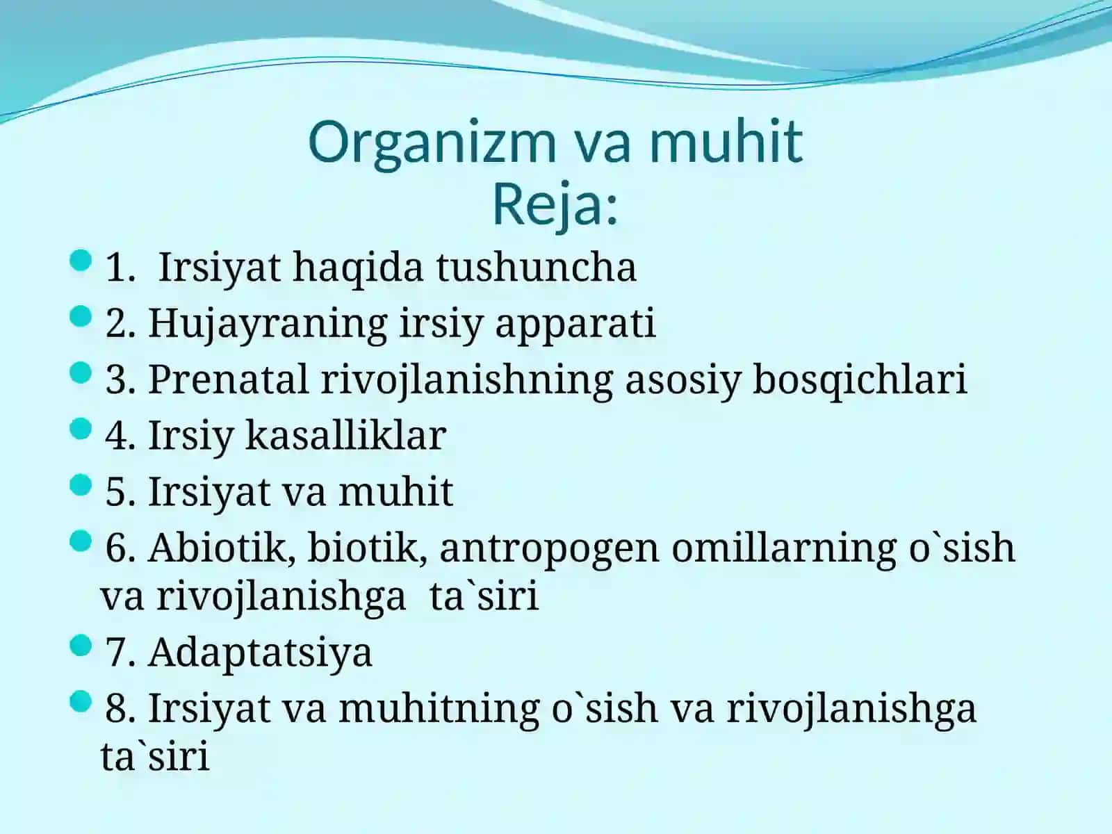 Organizm va Muhit 2
