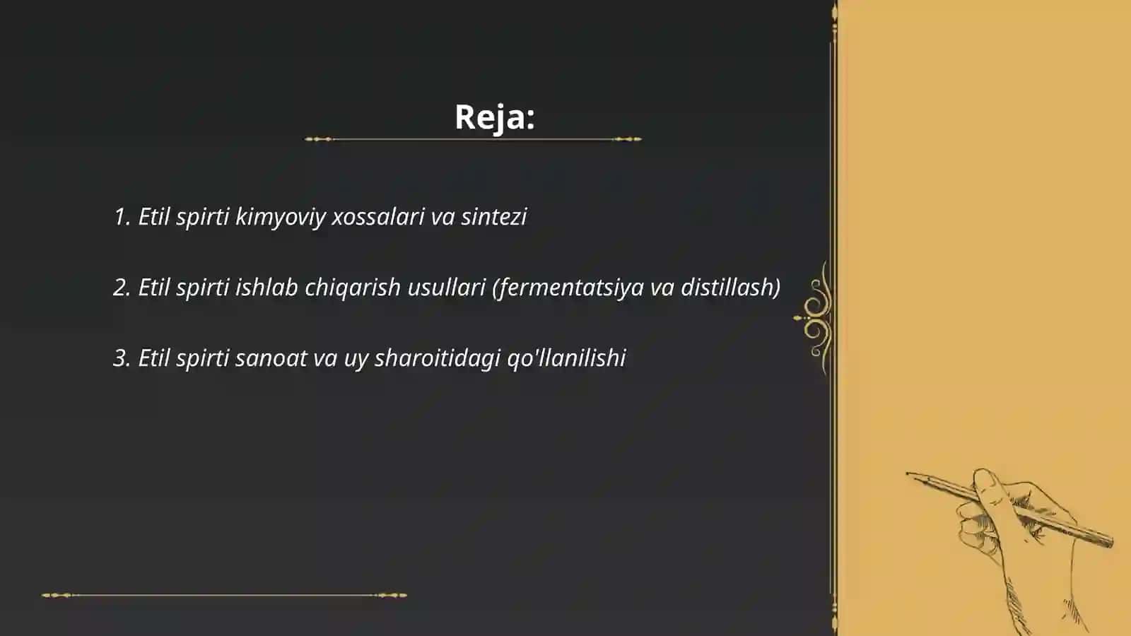 Etil spirti kimyoviy xossalari va sintezi 2