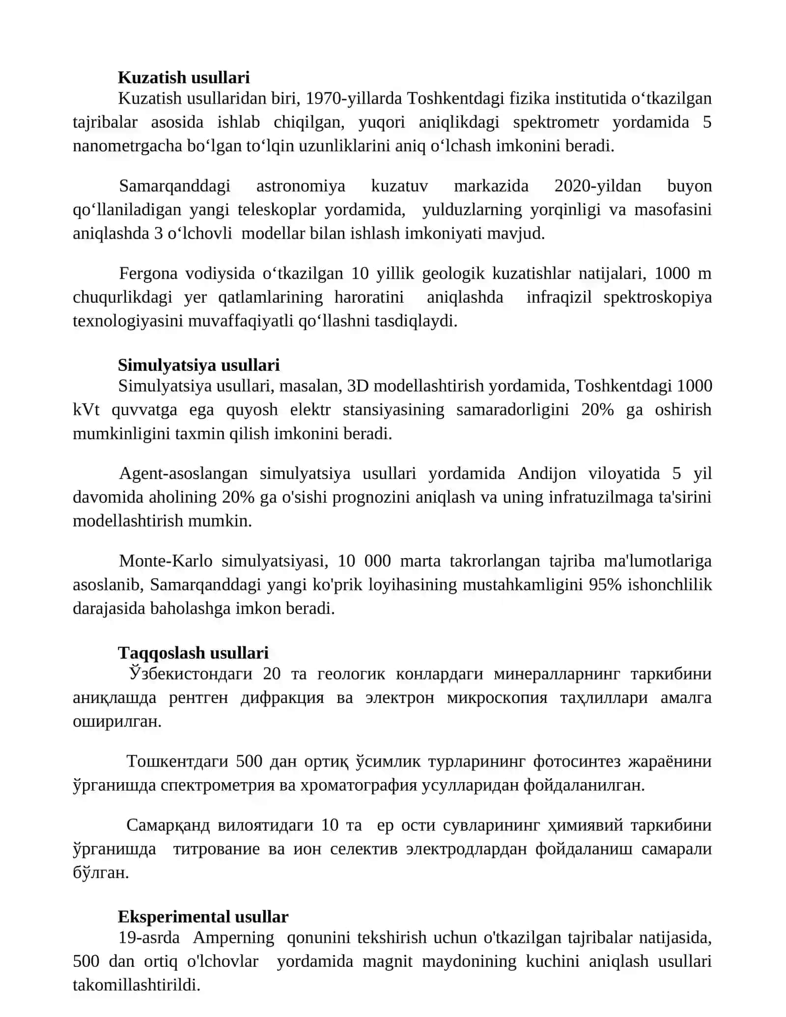 Fizik hodisalarni tekshirish usullari 2