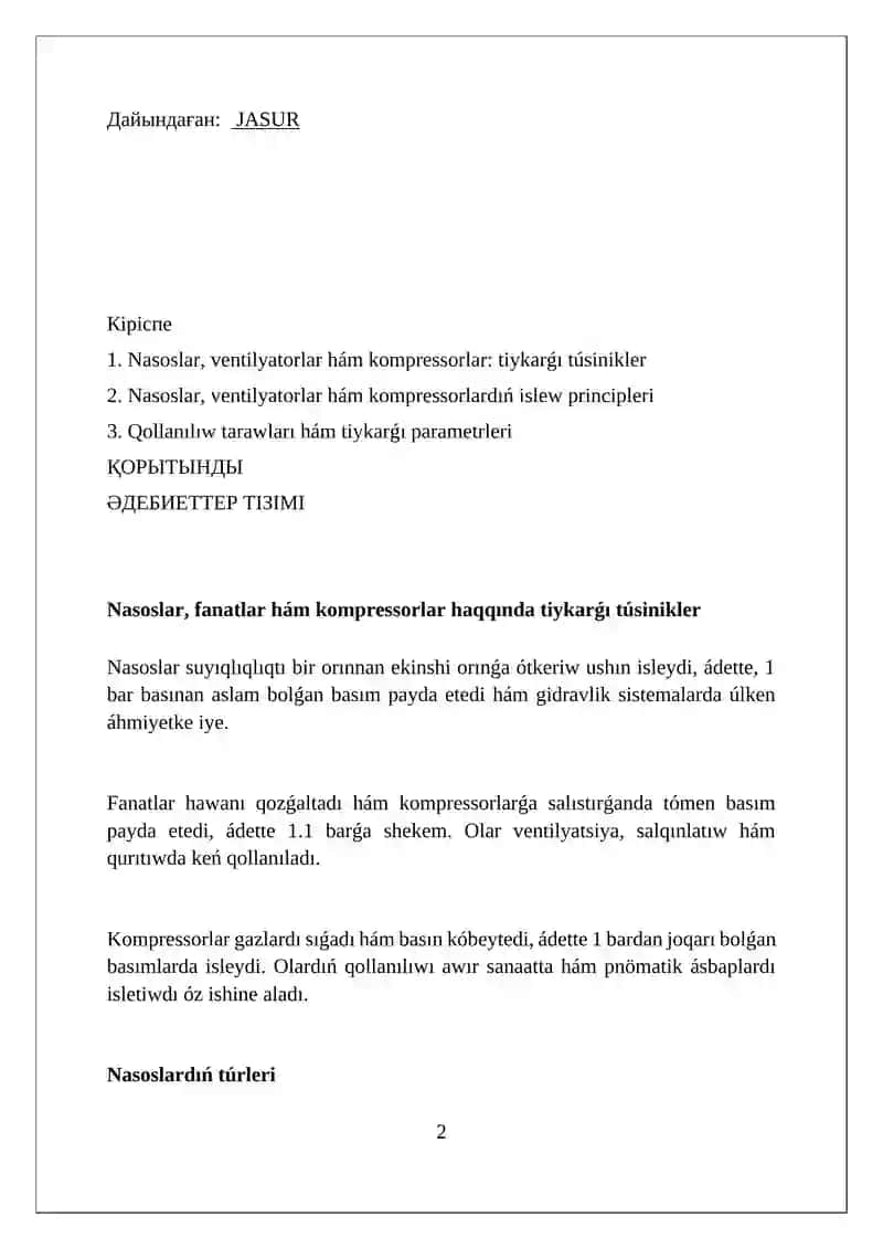 Nasos, ventilyator va kompressorlar xaqida asosiy tushuncha 2