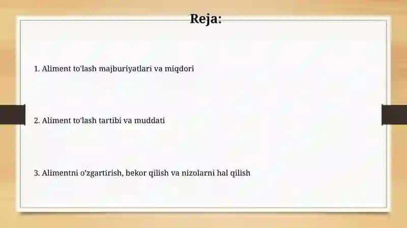 Aliment to'lash majburiyatlari va miqdori 2