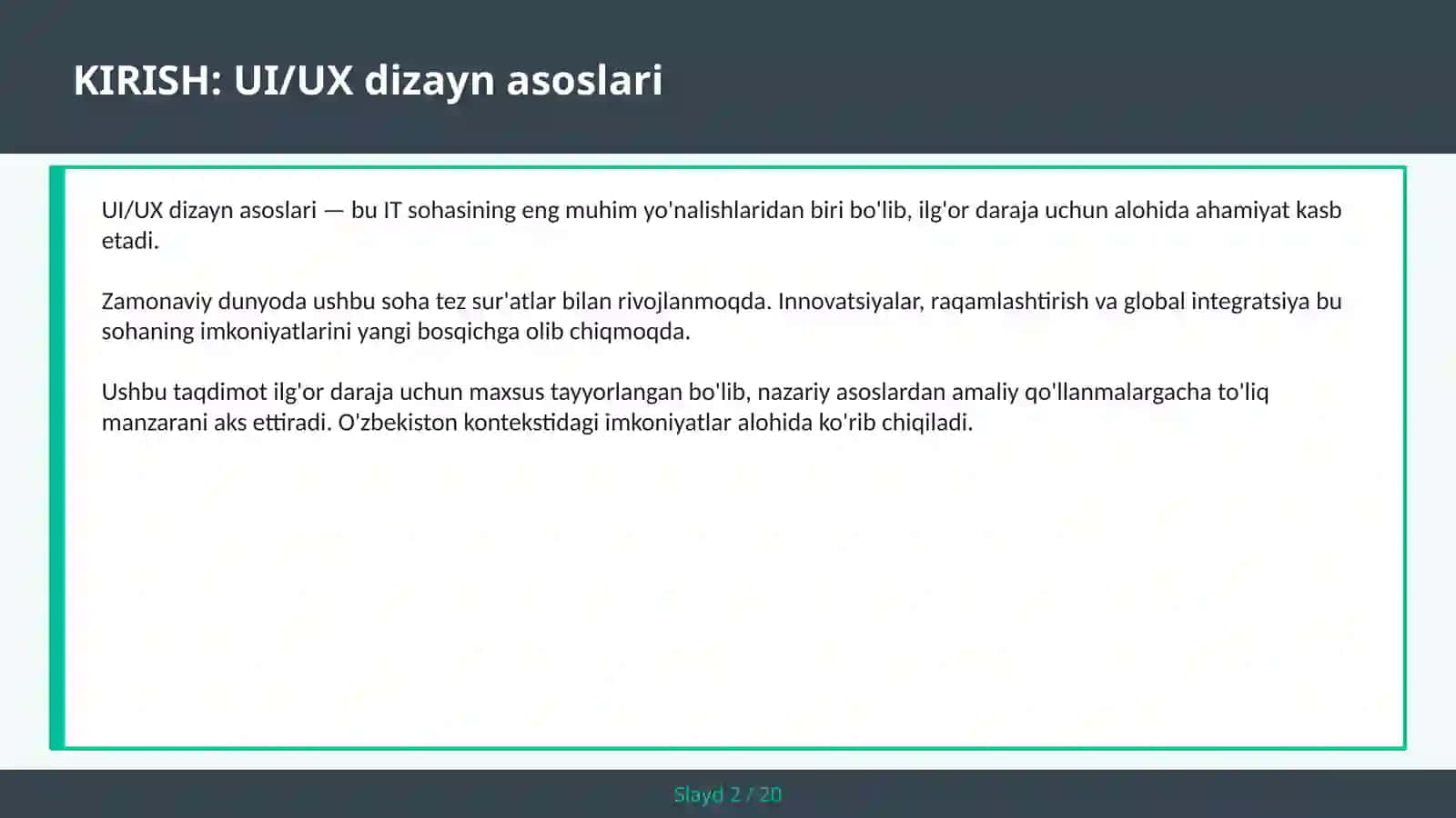 UI/UX DIZAYN ASOSLARI 2