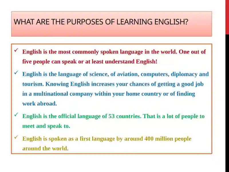 Learning English Purposes 2