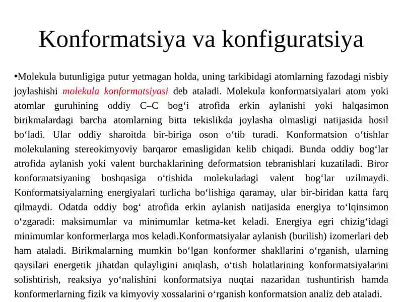 Molekulalarning fazoviy tuzulishi 2