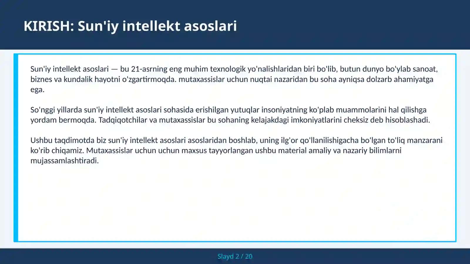 SUN'IY INTELLEKT ASOSLARI 2