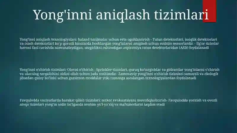 Yonğindan Himoyalanishning Zamonaviy Texnik Vositalari 2