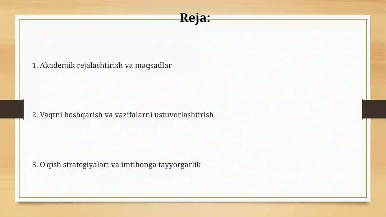 Shaxsiy akademik faoliyatni tashkilotlash 2