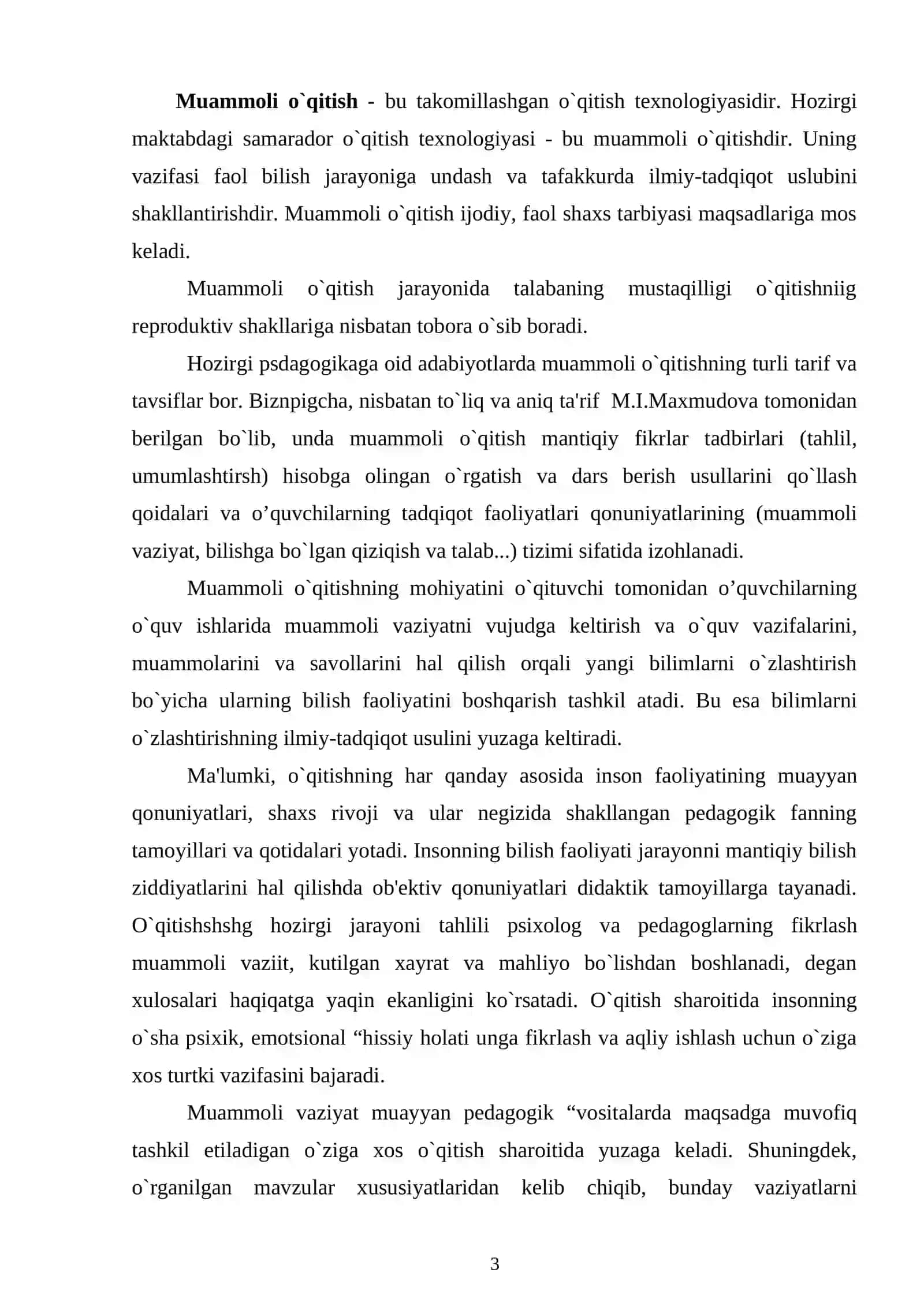 Muammoli O`qitish Teknologiyalari 2