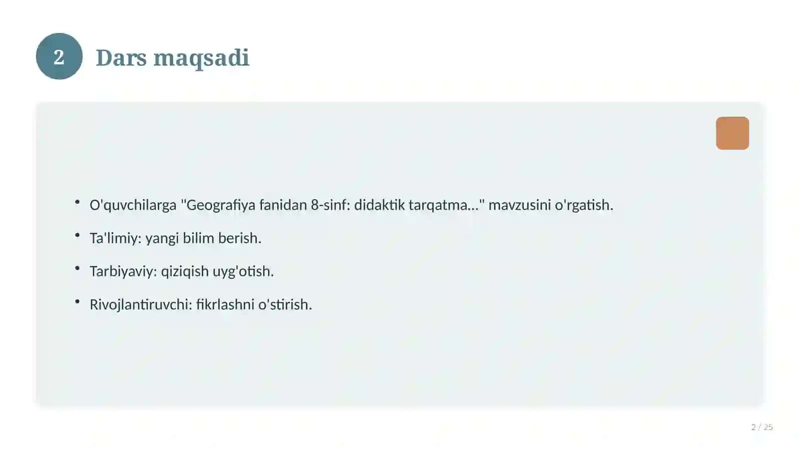 Geografiya fanidan 8-sinf: didaktik tarqatma materiallar 2