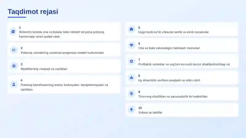Potranaj xizmatining universal progressiv modeli mavzusida slayd taqdimot 2