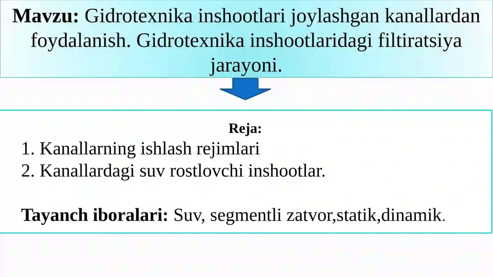 Gidrotexnika inshootlaridan foydalanish 2