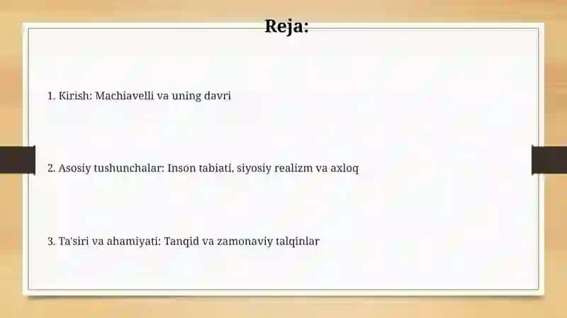 Makiavellining "Xukmdor" asaribo'yichataqdimot 2