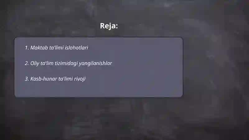 O‘zbekistonda ta‘lim islohotlari 2
