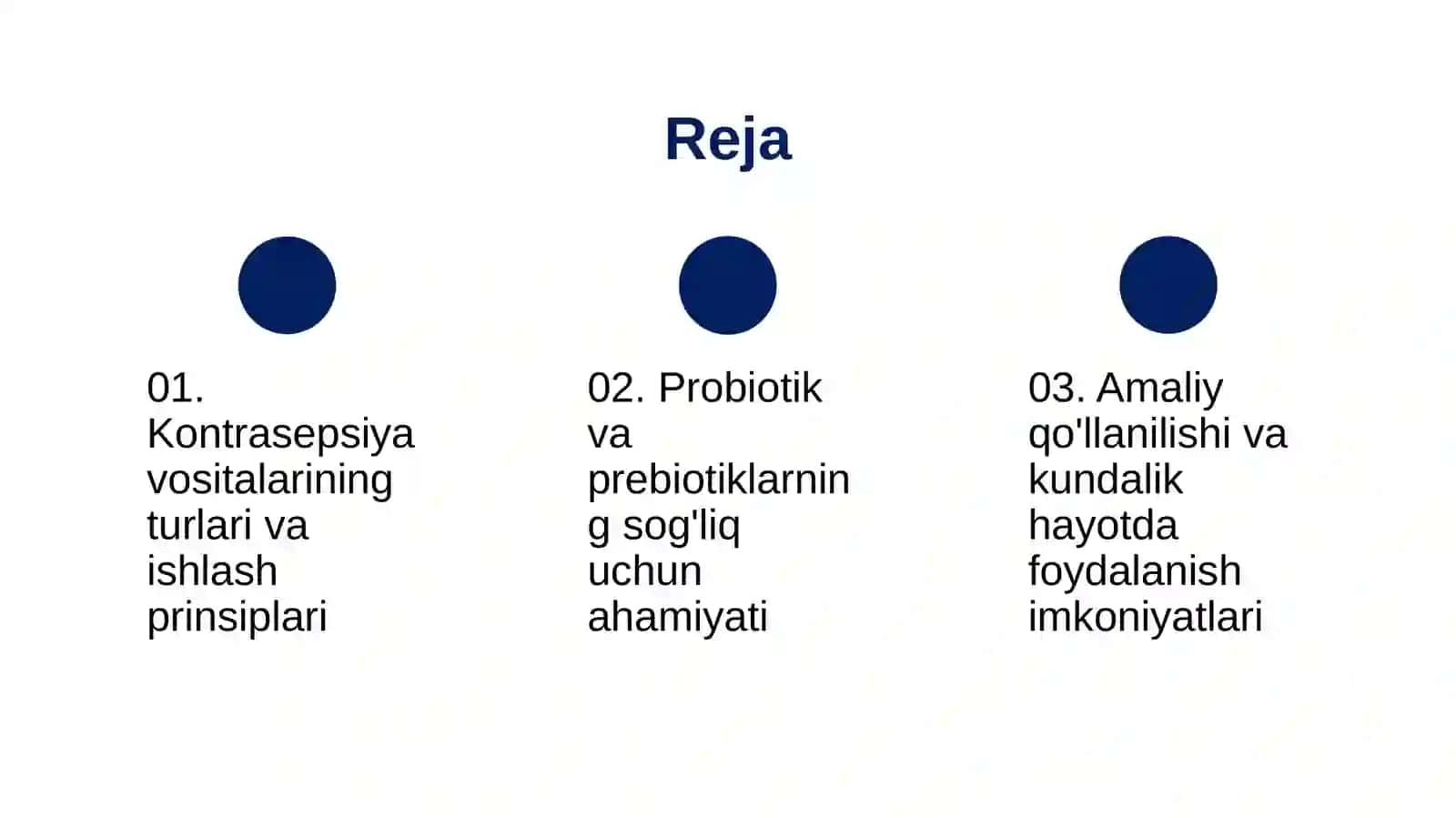 Kontrasepsiya vositalari. Probiotik va prebiotiklar 2