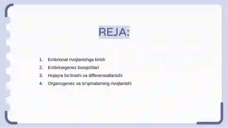 Embrional rivojlanishning umumiy qonuniyatlari (Embrioegenez) 2