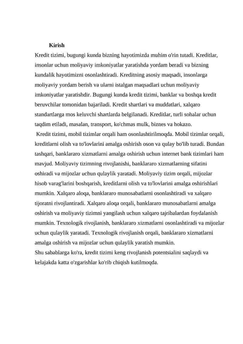 KREDIT VA UNING XOZIRGI ZAMON SHAKLLARI 2