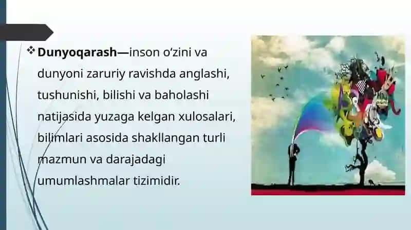 Falsafaning dunyoqarashga doir ijodiy roli. 2