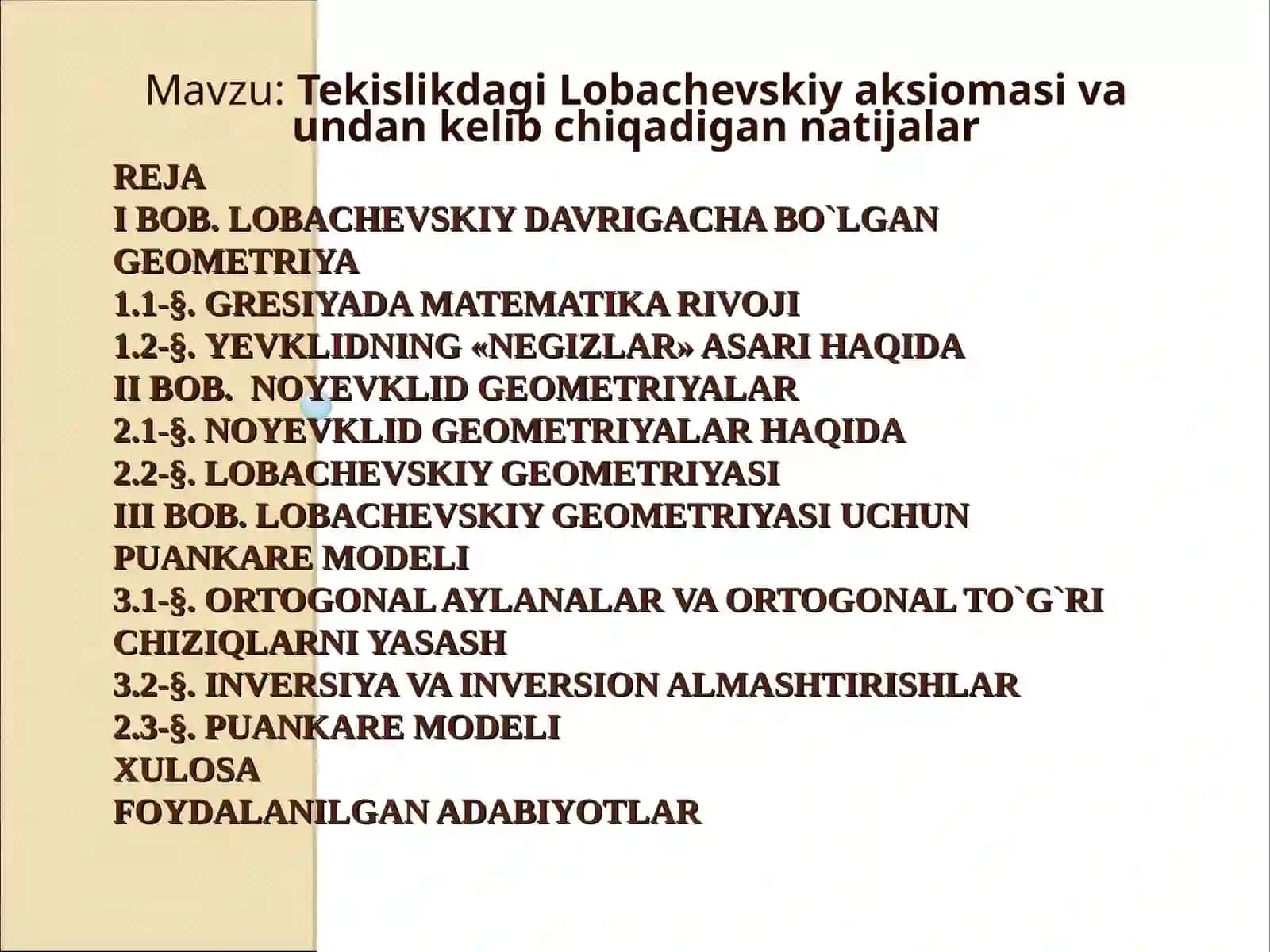 Lobachevskiylar Geometriyasi 2