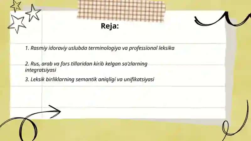 Rasmiy idoraviy uslublarning leksik-gramatik hususiyatlari 2