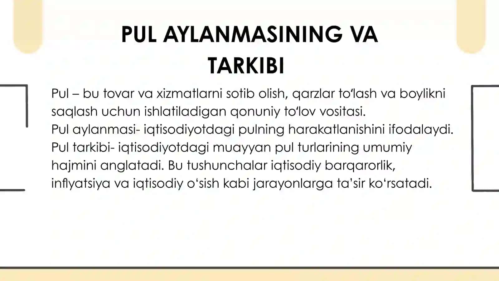 Pul Aylanmasi va Tarkibi 2