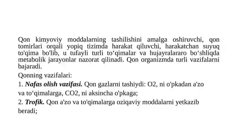 Qon biokimyosi 2