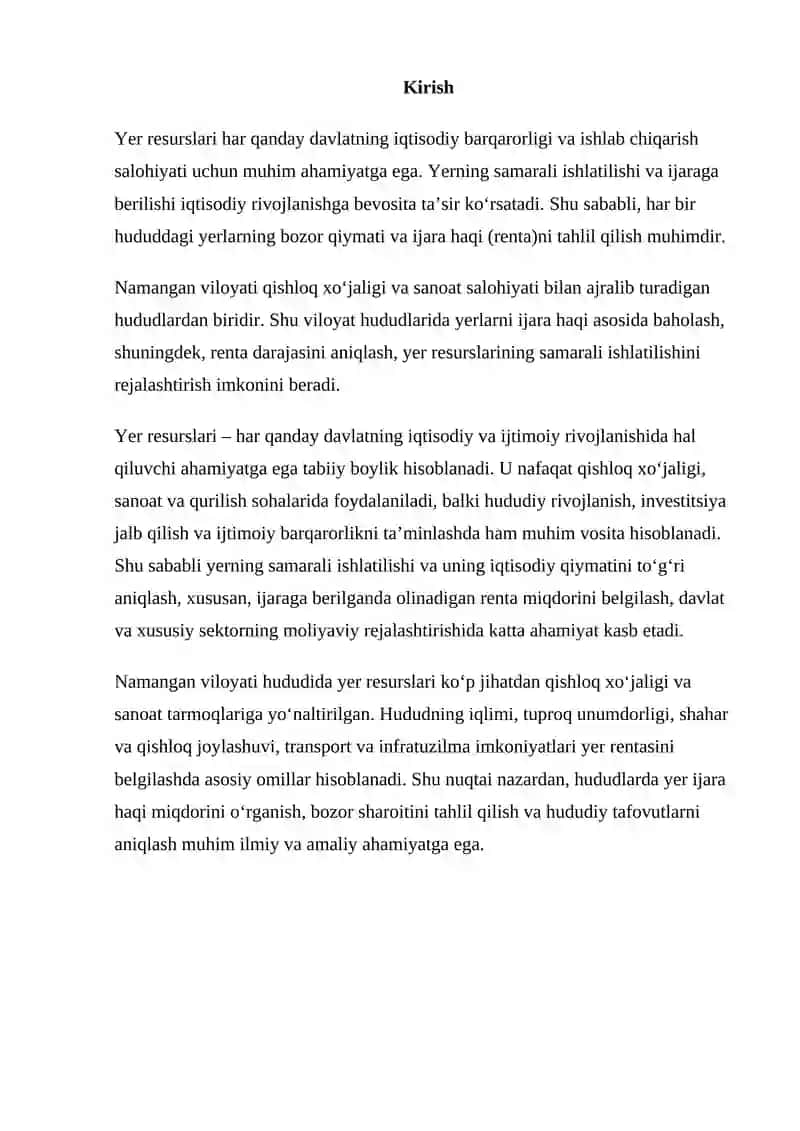 Yerlarning Ijara Haqi (Renta) Hisoblash 2
