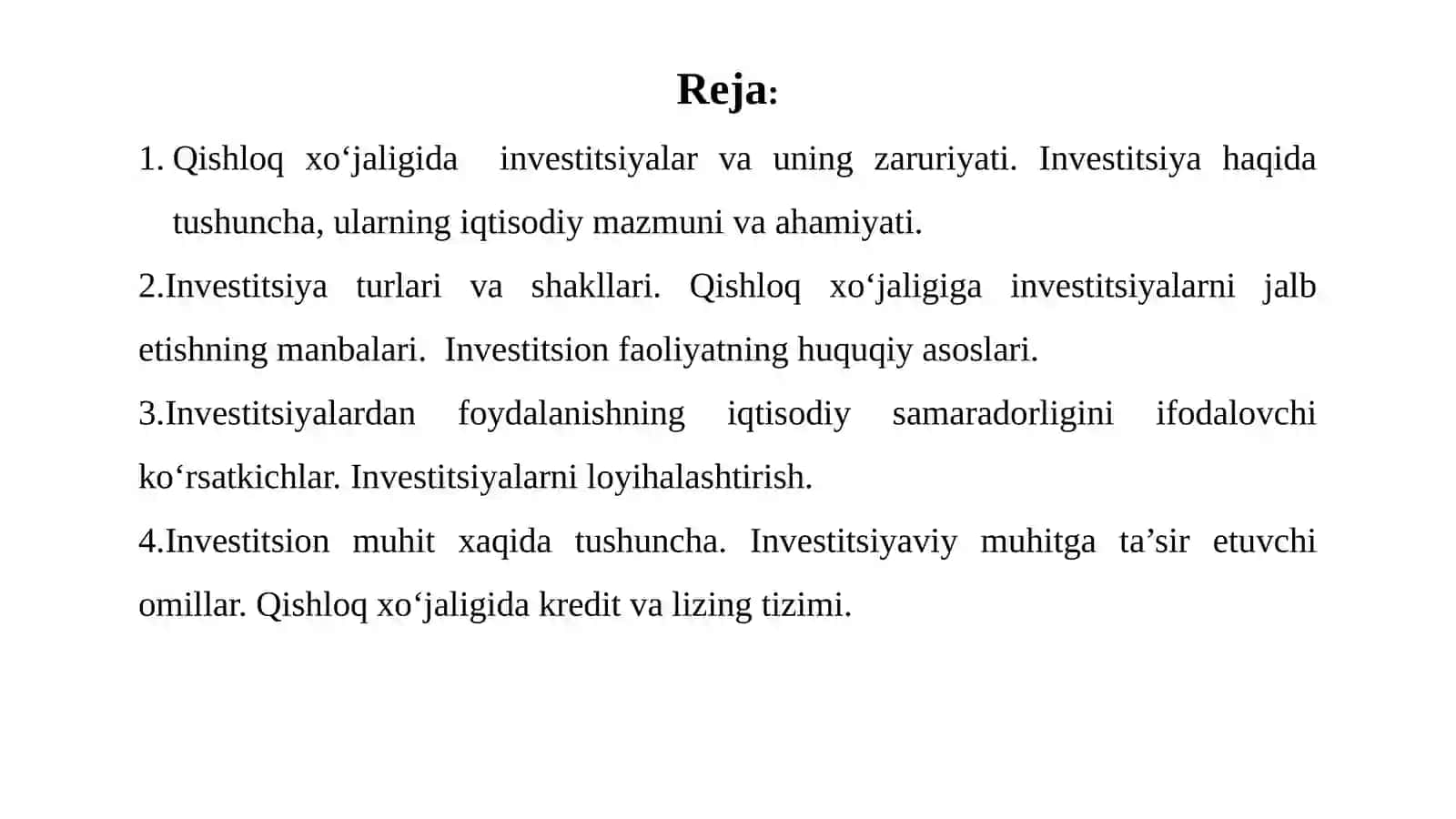 Qishloq xo'jaligida investitsiyalar 2