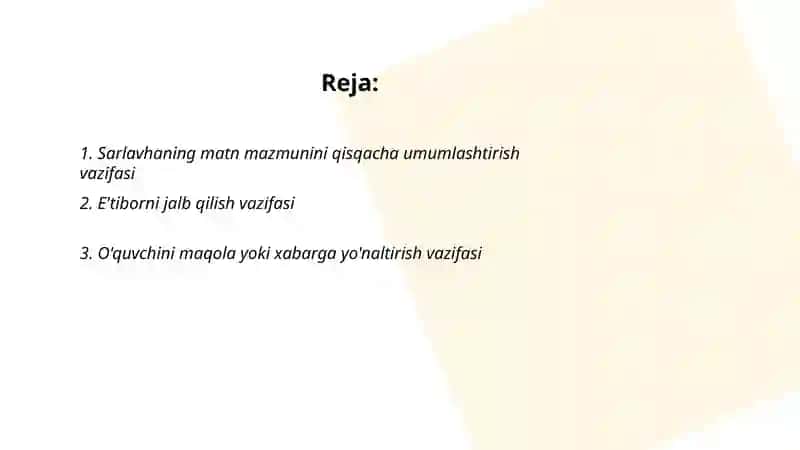 Sarlavha vazifalari 2