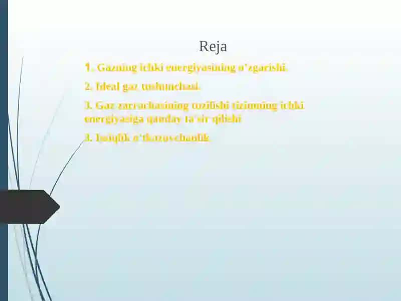 Gazning ichki energiyasining o’zgarishi 2