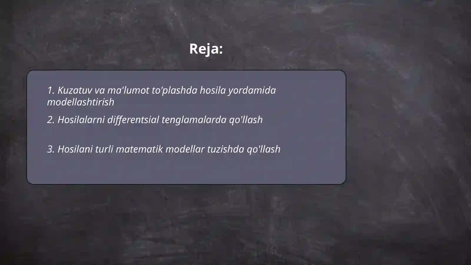 Hosila yordamida modellashtirish 2