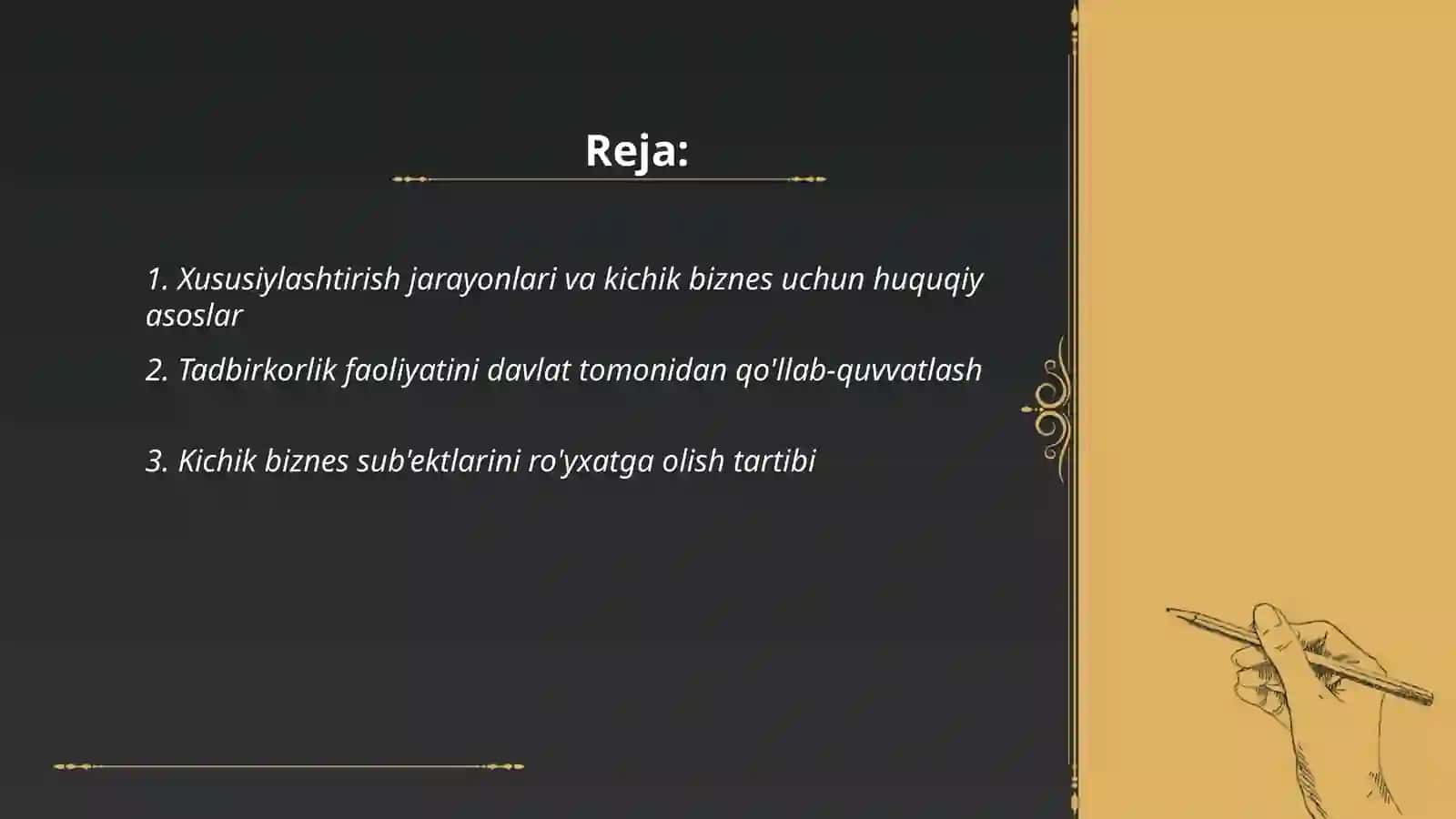 Xususiylashtirish jarayonlari va kichik biznes uchun huquqiy asoslar 2