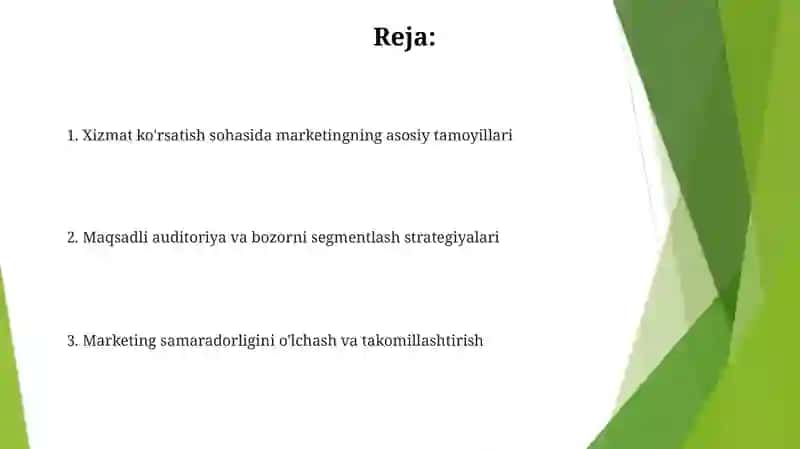 Xizmat ko'rsatish sohasida marketing 2