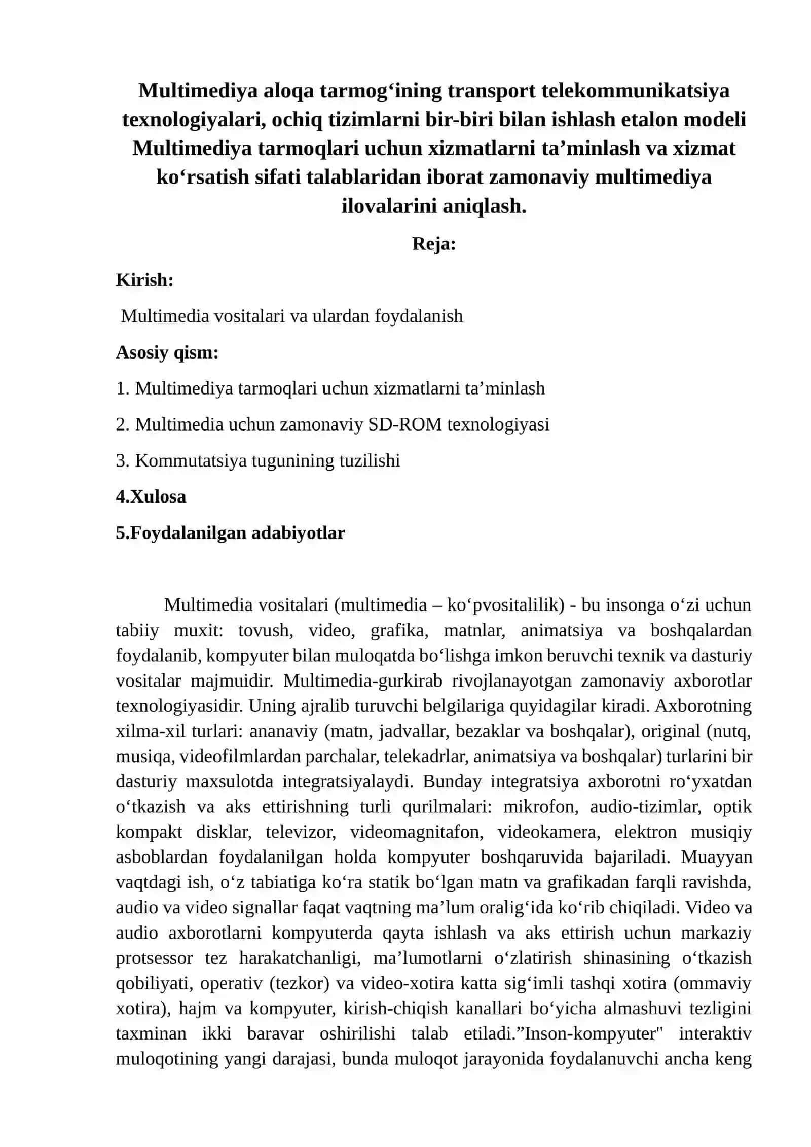 Multimedia aloqa tarmoqlari 2