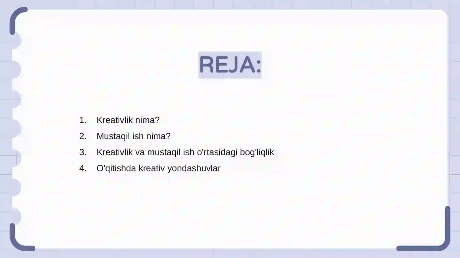 KREATIVLIKGA O'RGATISHDA MUSTAQIL ISHNILARNI URNI 2