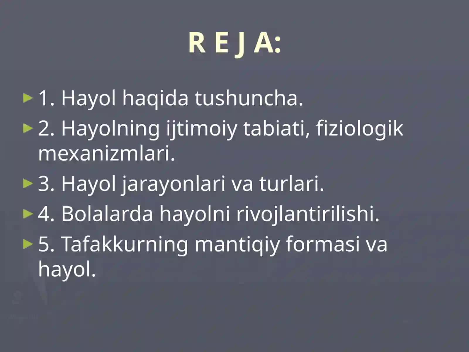 Xayol haqida tushuncha 2