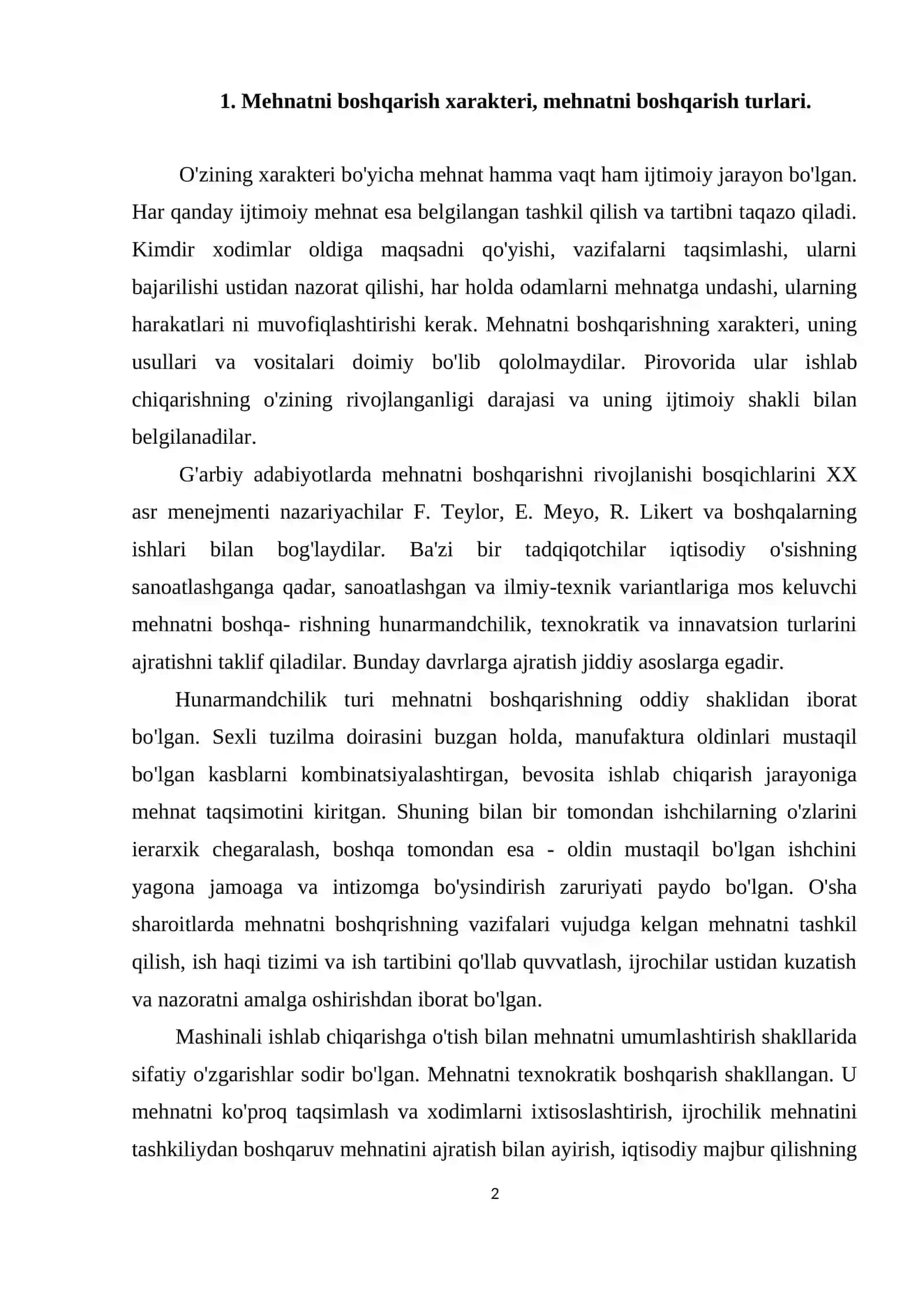 Mehnatni boshqarish usullari 2