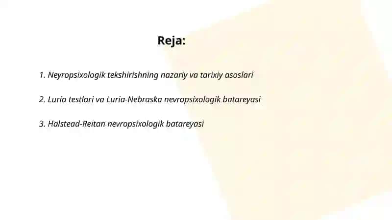 Neyropsixologik tekshirish usullari 2