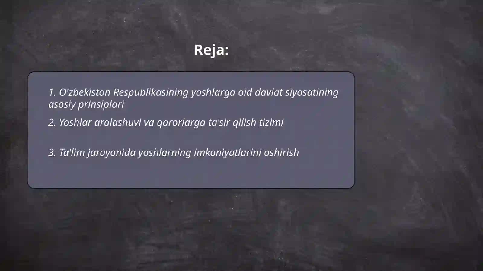 O'zbekiston Respublikasining Yoshlarga oid siyosati 2