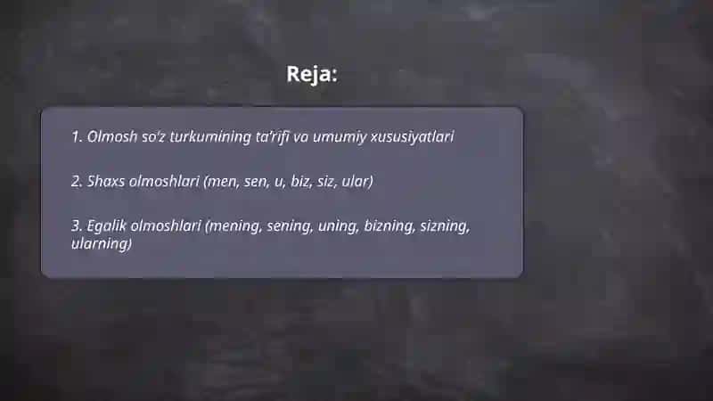 Olmosh soʻz turkumi 2