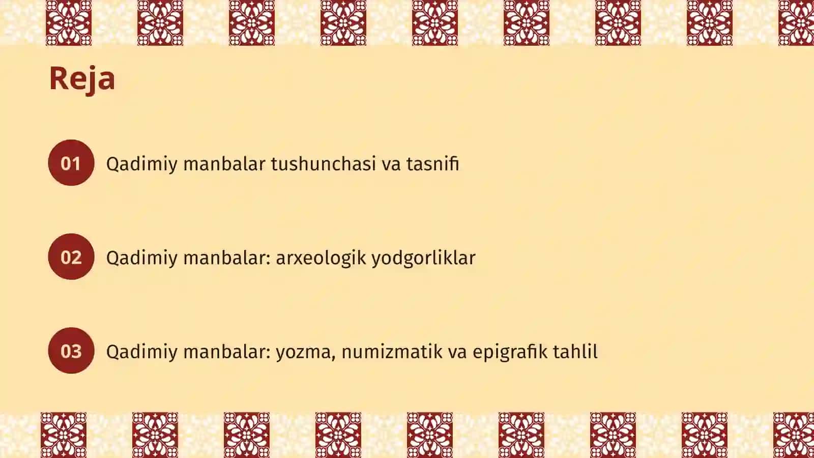 Mavzu:O‘zbekiston qadimiy davri manbalari 2