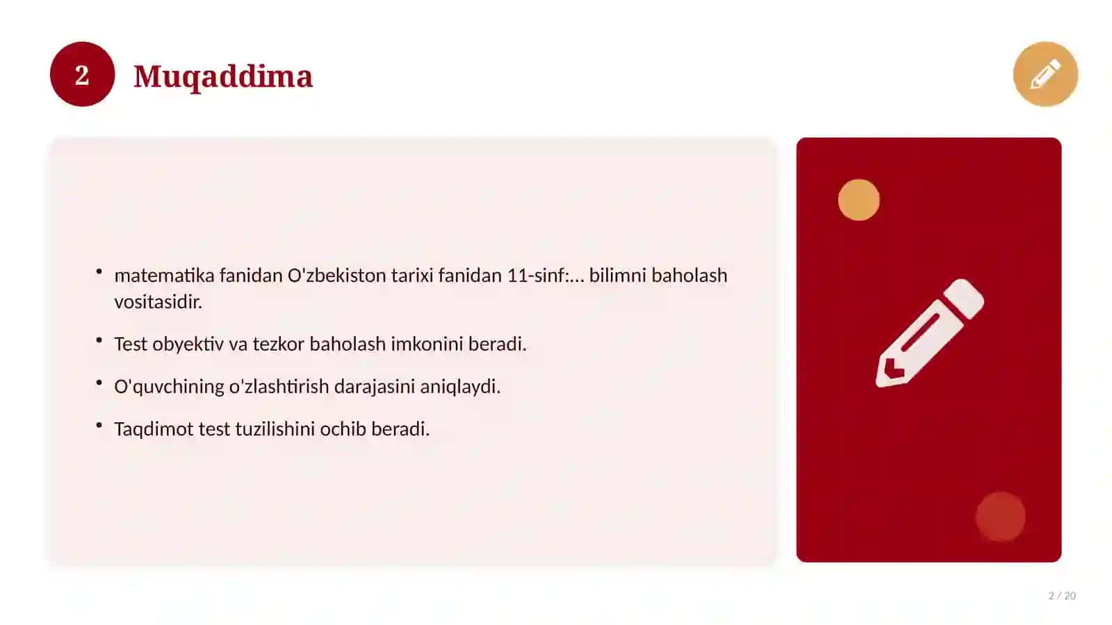 O'zbekiston tarixi fanidan 11-sinf: mavzulashtirilgan nazorat ishi va tahlil 2