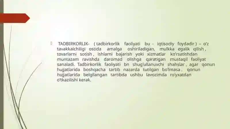 Tadbirkorlik Faoliyati Subektlari 2