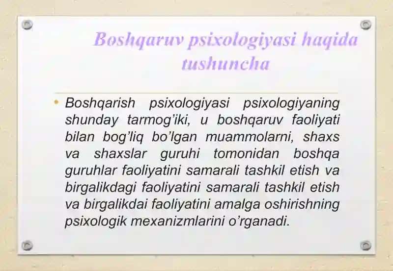 Boshqaruv psixologiyasi 2