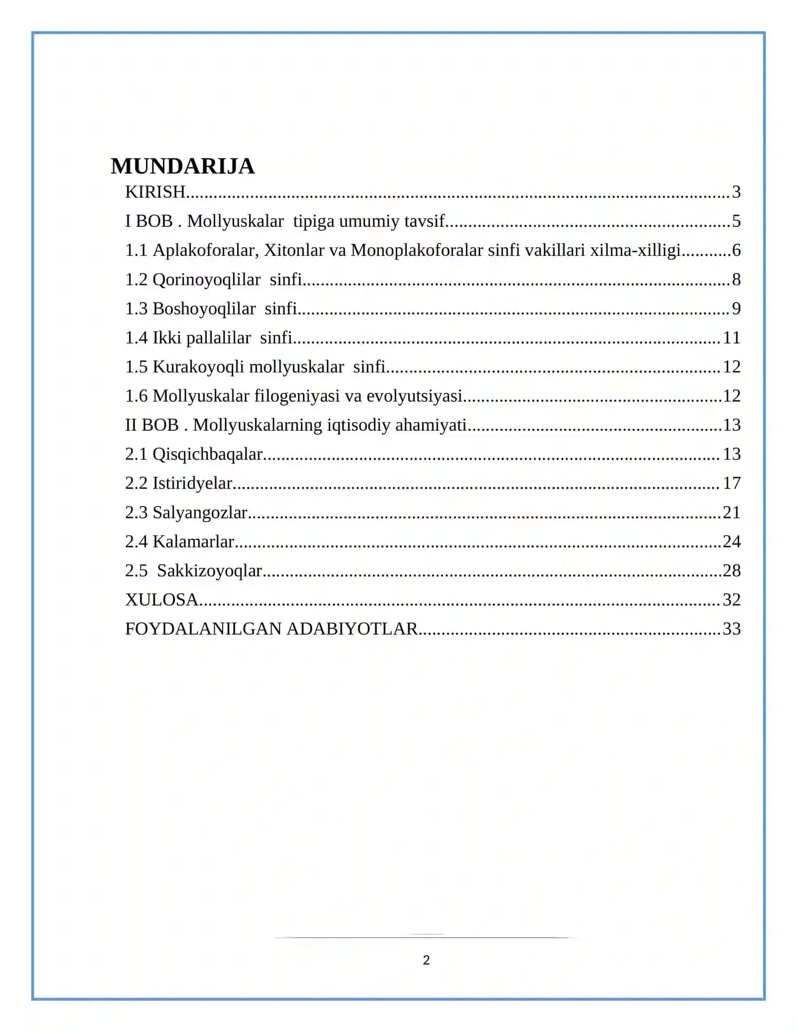 Ovlanadigan mollyuskalar,asosiy turlarining iqtisodiy ahamiyati 2