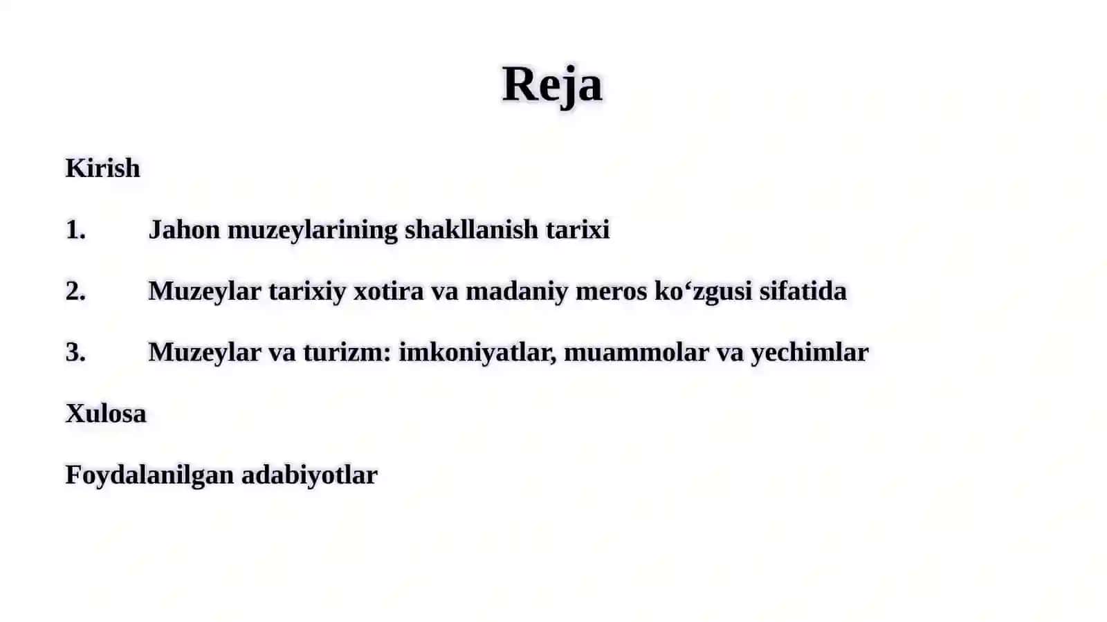 Jahon muzeylari tarix ko‘zgu si va turizm masalalari 2